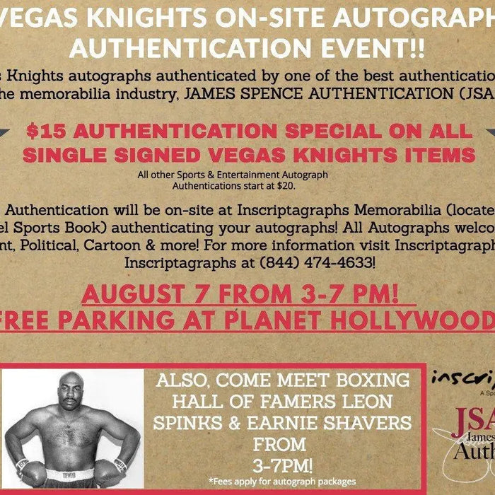 VEGAS KNIGHTS HOCKEY AUTOGRAPH AUTHENTICATION EVENT 8/7/18 WITH JSA!