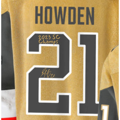 Brett Howden Signed Vegas Golden Knights Gold Jersey Inscribed Champs IGM COA Autographed