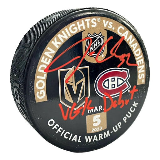 Jonathan Quick Signed Vegas Golden Knights Game Used Debut Puck 3/5/23 COA IGM Autograph Inscribed