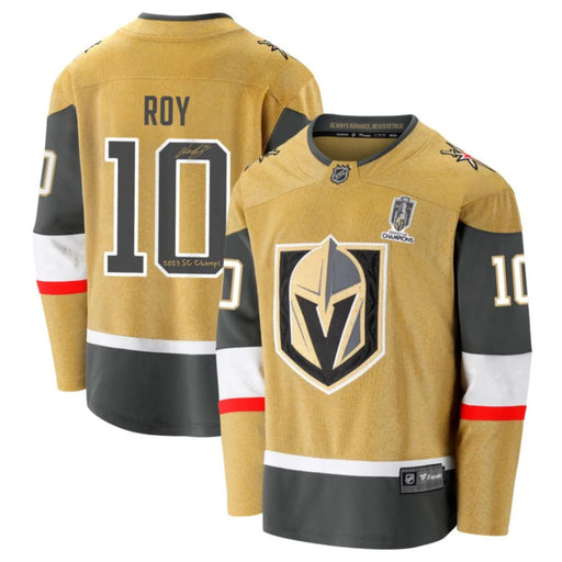 Nicolas Roy Signed Vegas Golden Knights Gold Jersey Inscribed Champs IGM COA Autographed