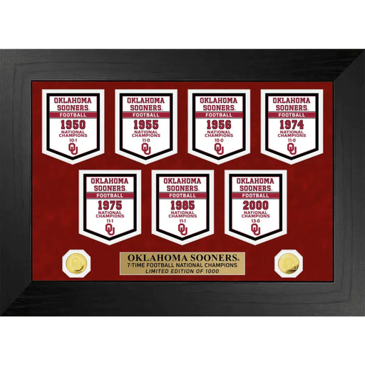 Oklahoma Sooners NCAA Football National Championship Banner / Gold Coin Framed Collage