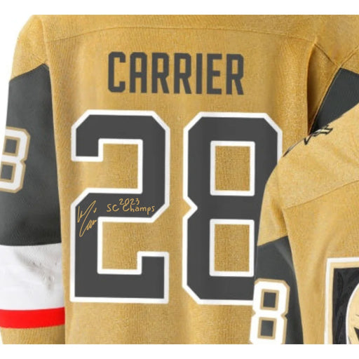 William Carrier Signed Vegas Golden Knights Gold Jersey Inscribed Champs IGM COA Autographed
