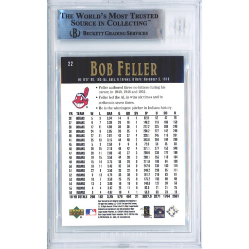 2001 Bob Feller Upper Deck Hall of Famers Signed Cleveland COA BAS Slabbed Auto