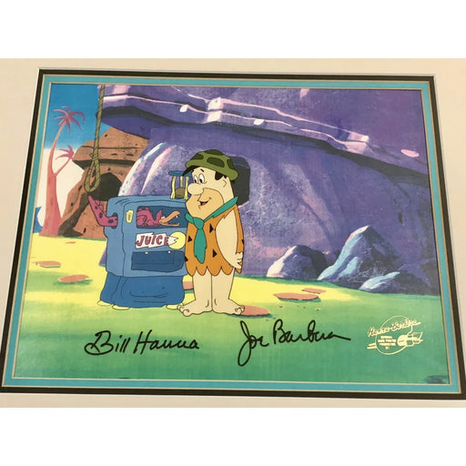 Flintstones Hand Painted Hanna Barbera Dual Signed Animation Cel Framed JSA COA