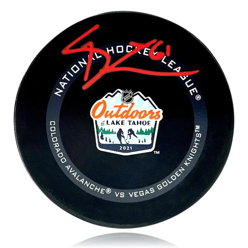 Mark Stone Autographed Vegas Golden Knights Puck Lake Tahoe NHL Outdoors 2/20/21