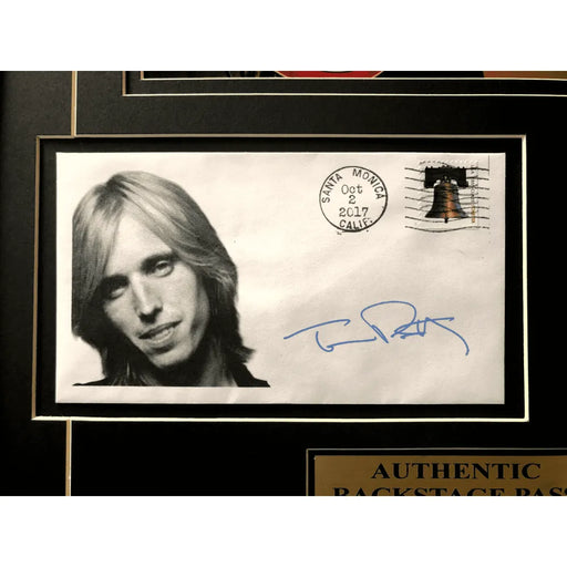 Tom Petty Framed World Tour Backstage Pass & Facs Signature Collage COA 16X26