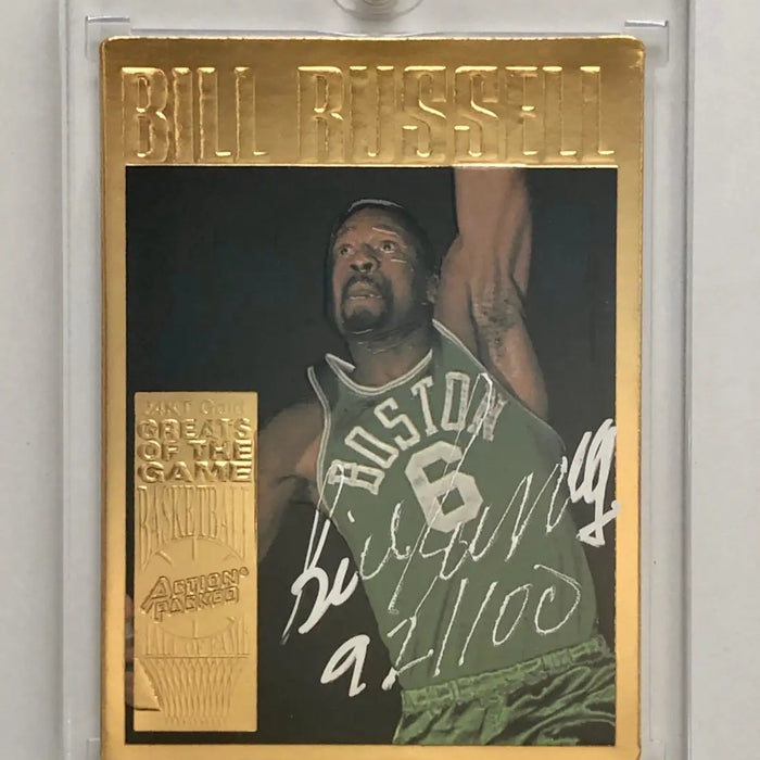 RARE SPORTS MEMORABILIA STORAGE LOCKER FIND - 1995 Action Packed Bill Russell Autographs #D/100 (Cards Never Released)