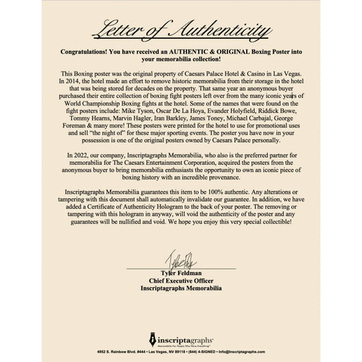 10th Annual Tennis Classic 22x28 Poster - COA Owned by Caesars 1981