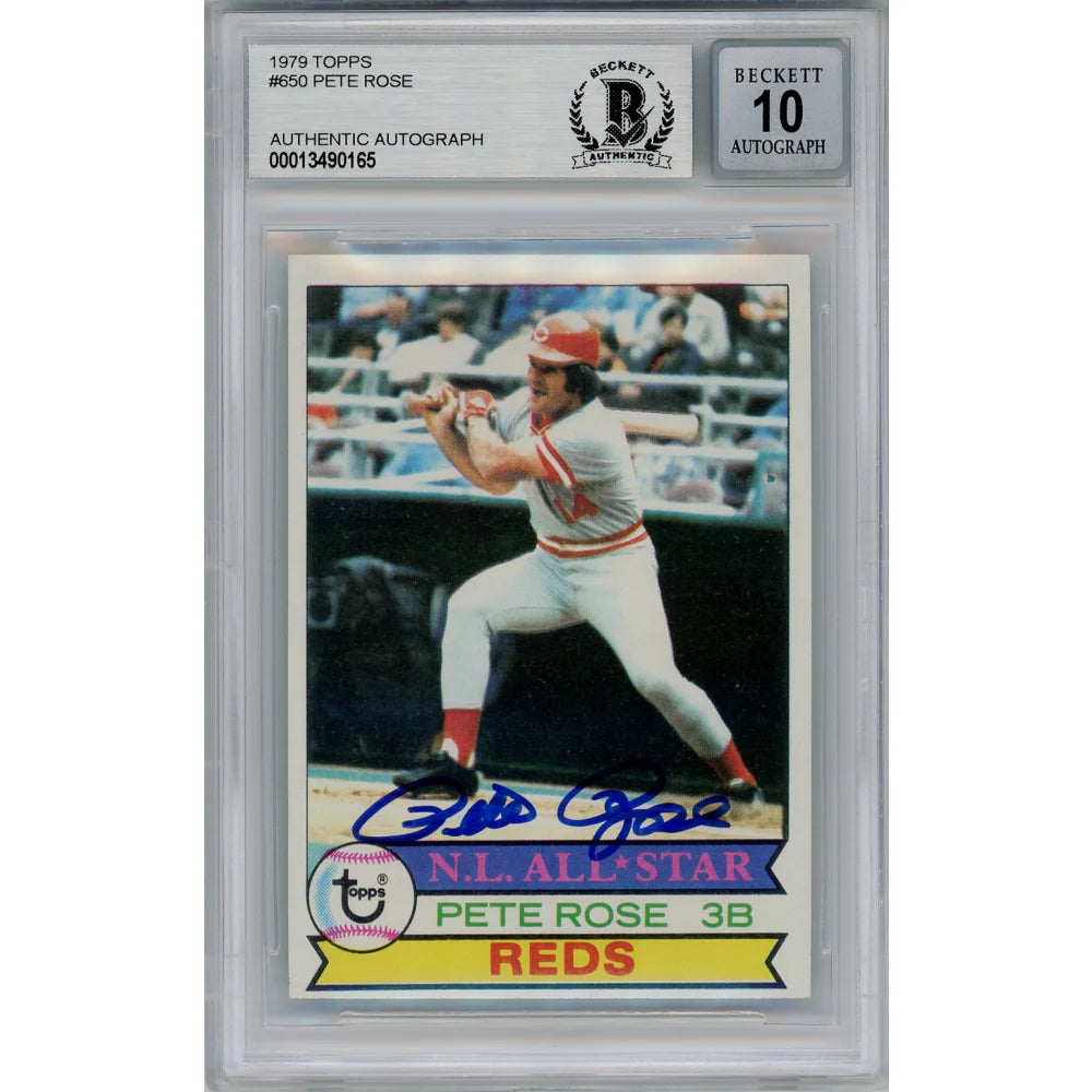 1979 Topps #650 Pete Rose Signed COA BAS 10 Cincinnati Reds Slabbed Autograph