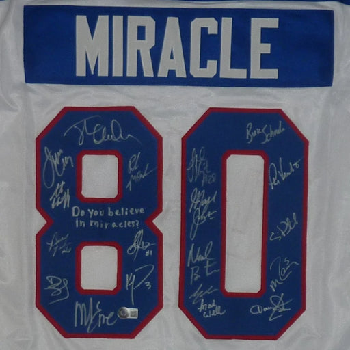 1980 U.S. Olympic Hockey Team Autographed (USA White #80) Custom Jersey - Miracle On Ice - 18 Member Signatures