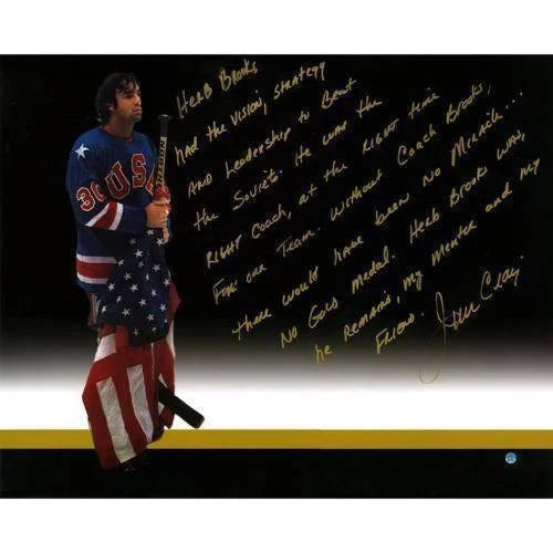 1980 USA Hockey Jim Craig Handwritten / Signed ‘Herb Brooks Story’ 16X20 Photo