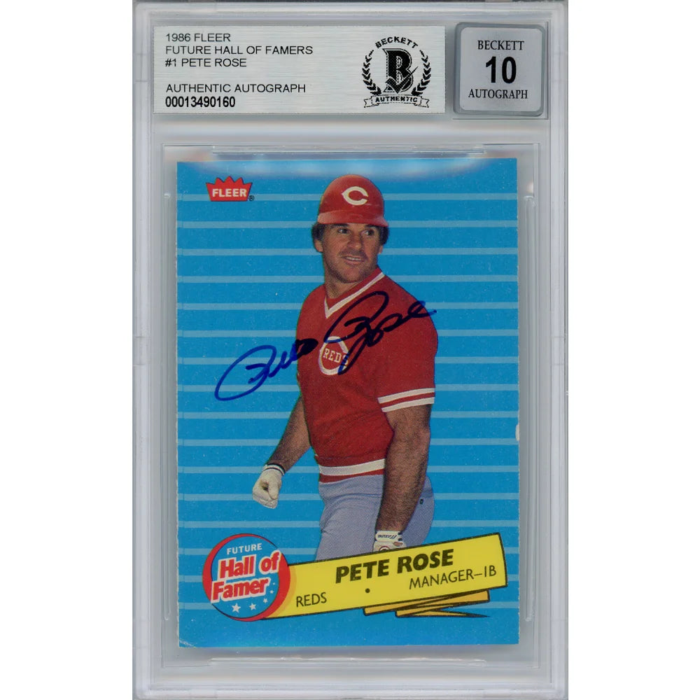 1986 Fleer #1 Pete Rose Signed BAS 10 Cincinnati Reds Autograph Slabbed