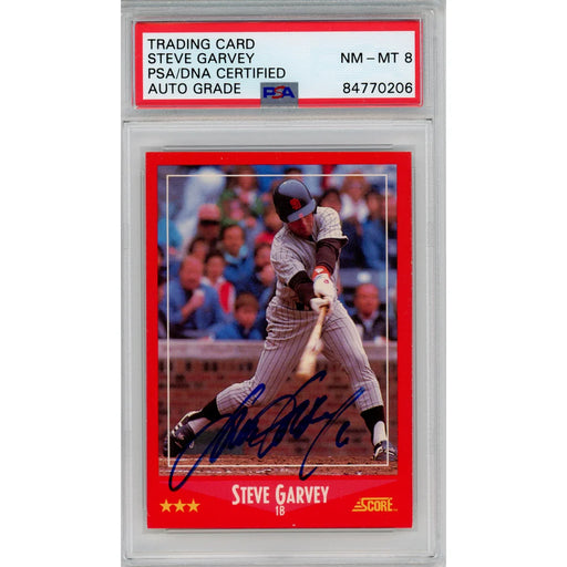 1988 Score #6 Steve Garvey Signed COA PSA 8 San Diego Padres Slabbed Autograph