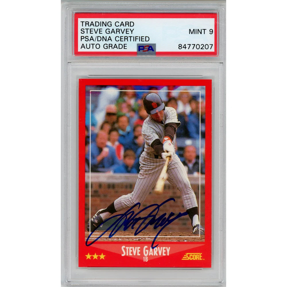 1988 Score #6 Steve Garvey Signed COA PSA 9 San Diego Padres Slabbed Autograph