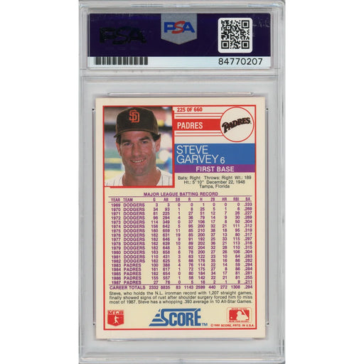 1988 Score #6 Steve Garvey Signed COA PSA 9 San Diego Padres Slabbed Autograph