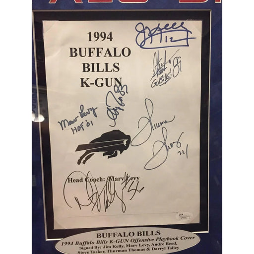 1994 Buffalo Bills Playbook Frame Signed By: Jim Kelly Thurman Thomas Andre Reed Marvy Levy + 2