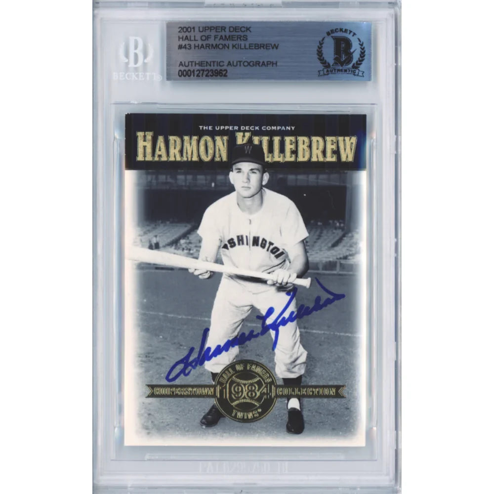 2001 Harmon Killebrew Upper Deck Hall of Famers Signed Card COA BAS Slabbed Auto