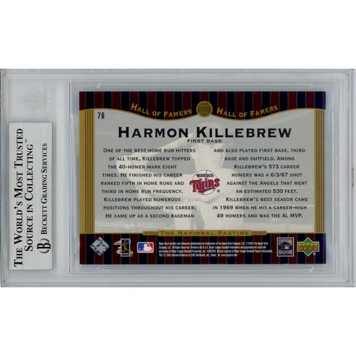 2001 Upper Deck #76 Harmon Killebrew COA BAS Minnesota Twins Autograph Slabbed