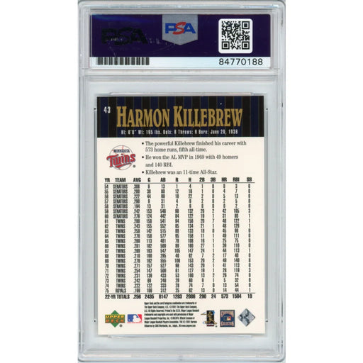 2001 Upper Deck Harmon Killebrew CC COA PSA 10 Minnesota Twins Slabbed