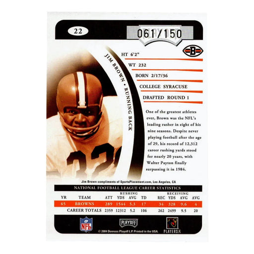 2004 Donruss Prime Signatures Jim Brown Autograph #D/150 Proof Auto