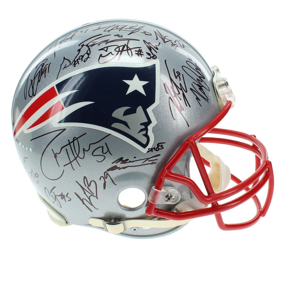 2015-16 New England Patriots Team Signed Helmet JSA COA Tom Brady Gronkowski + 33