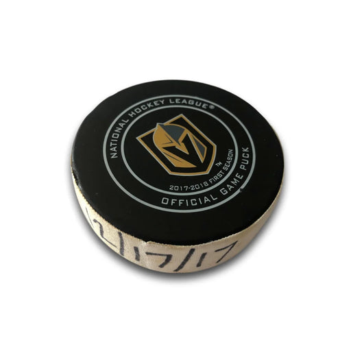 2017-18 Vegas Golden Knights Game Used Goal Puck VGK COA Vs. Florida Panthers