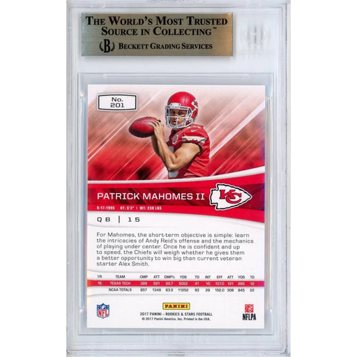 2017 Panini Rookies & Stars Patrick Mahomes RC #201 BGS 9.5 Kansas City Chiefs