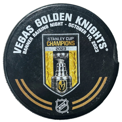 2023 Vegas Golden Knights Banner Raising Night Puck Game Used Stanley Cup 10/10