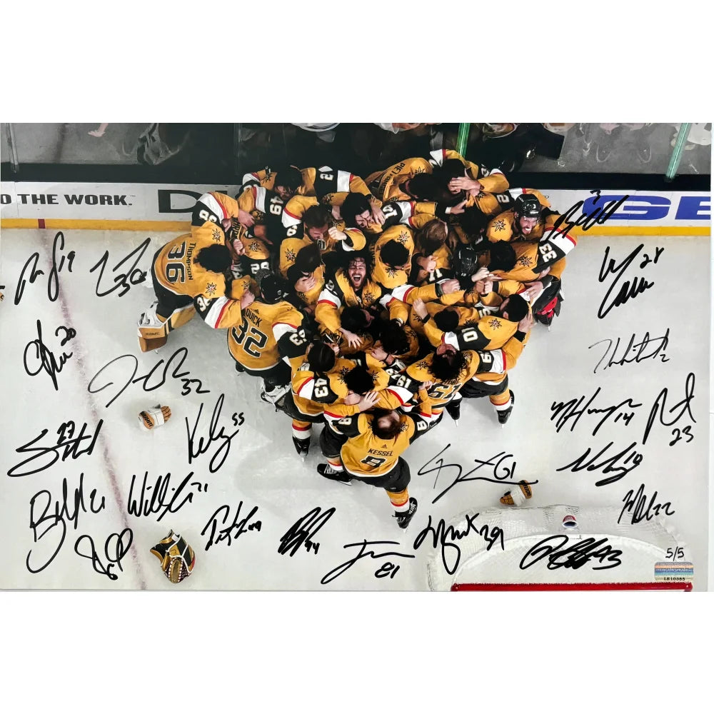 2023 Vegas Golden Knights Team Autographed 12x18 Heart Photo #D/5 Stanley Cup Signed COA IGM