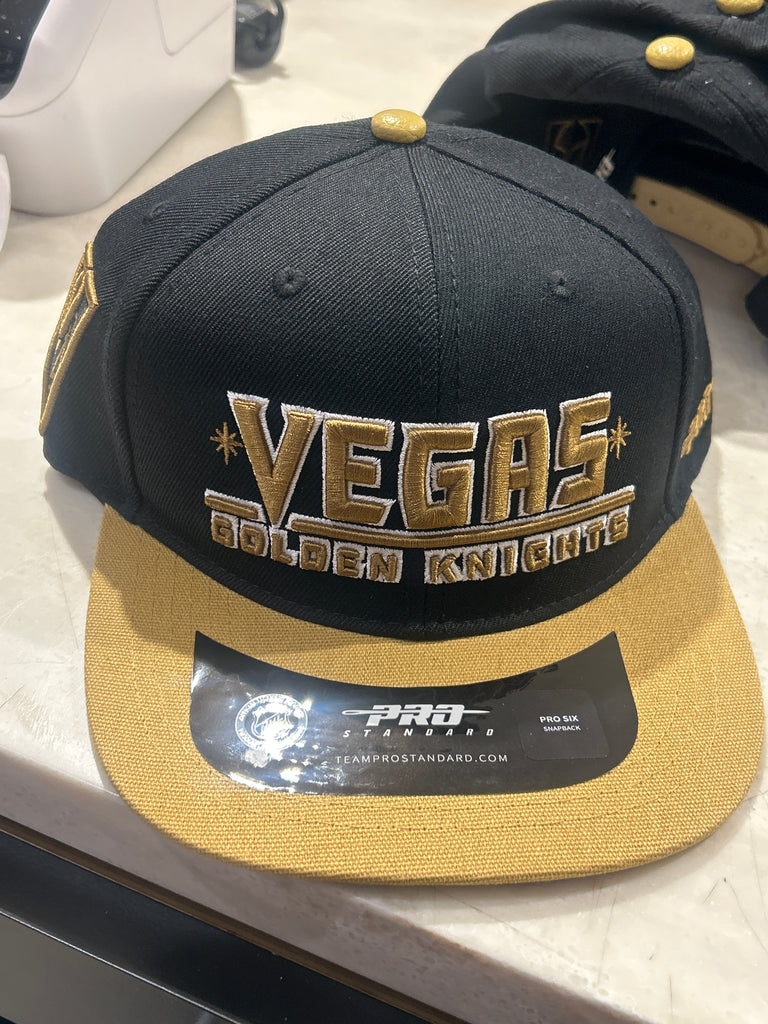 PRO STANDARD VEGAS GOLDEN KNIGHTS GOLD BLACK WORDMARK MENS HAT