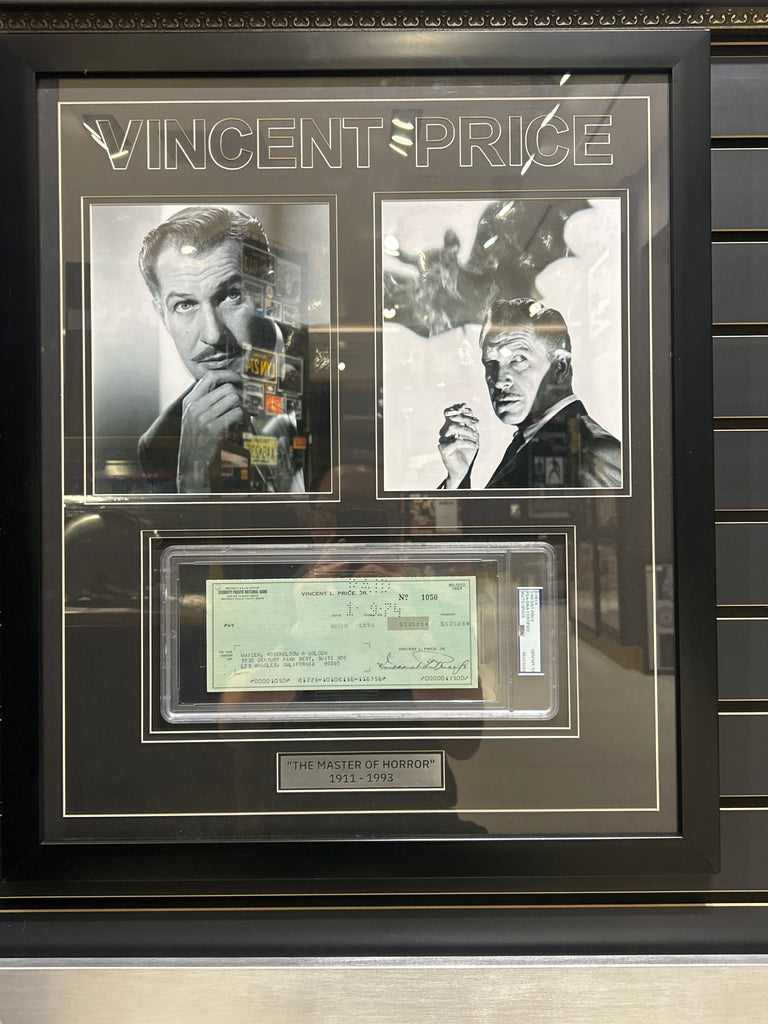 VINCENT PRICE AUTOGRAPHED FRAMED CHECK PSA COA HAND SIGNED HOUSE OF WAX