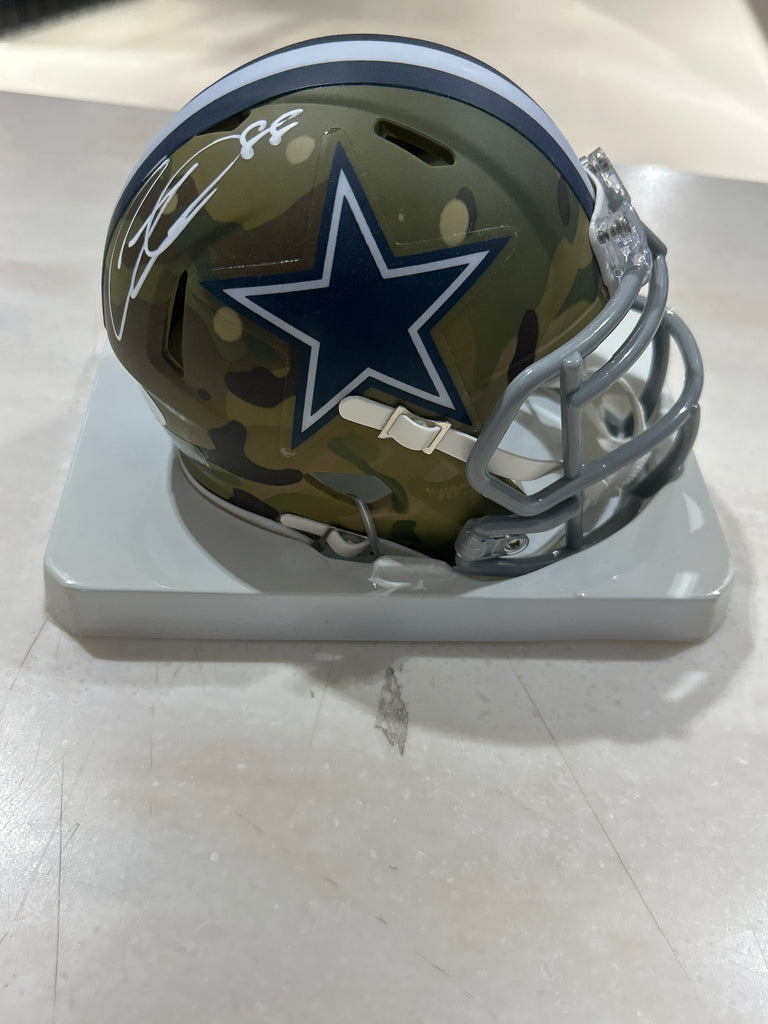 CEDEE LAMB AUTOGRAPHED COWBOYS CAMO ALTERNATE MINI HELMET JSA COA
