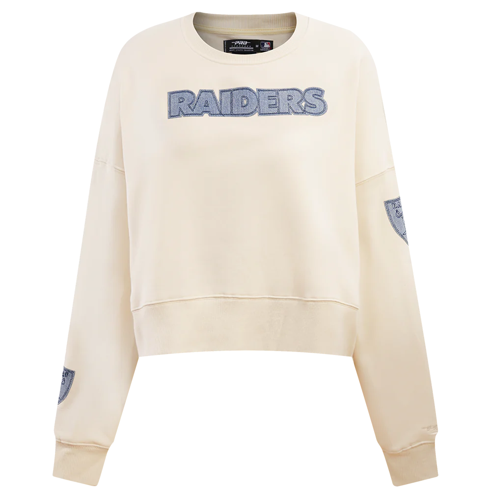 Women's Pro Standard Las Vegas Raiders Varsity Blues Crewneck - Taupe