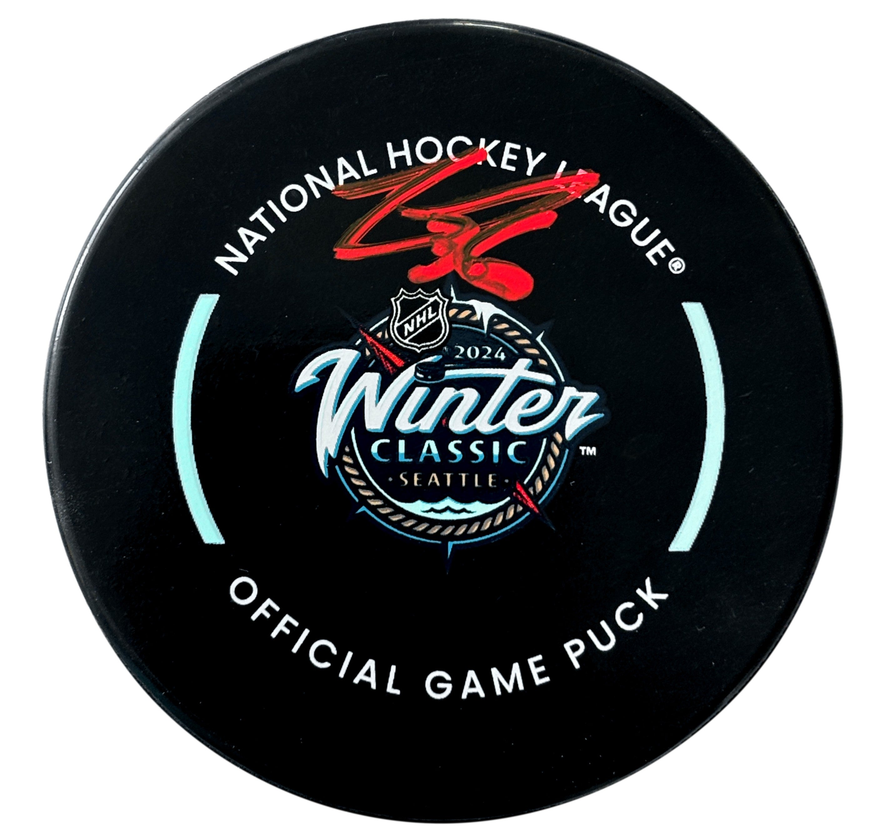 Logan Thompson Signed 2024 Winter Classic Official Game Puck Vegas Gol