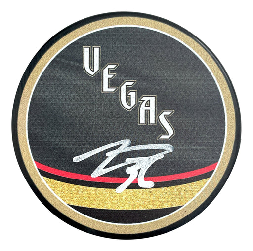 Logan Thompson Signed Vegas Golden Knights Retro Glow in the Dark Puck COA IGM