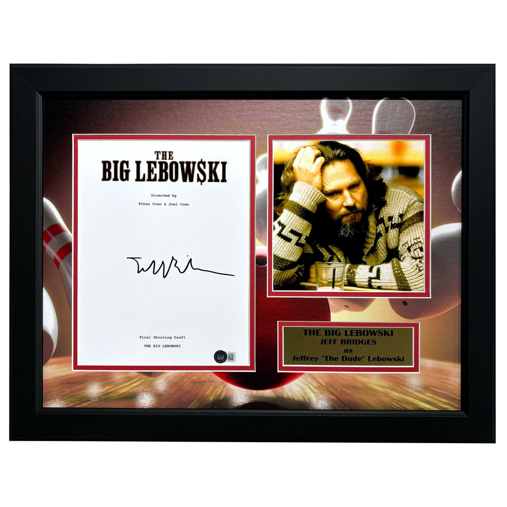 Jeff Bridges Autographed Big Lebowski Script Framed Collage BAS COA Photo Signed