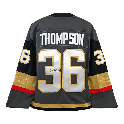 Logan Thompson Autographed Vegas Golden Knights Jersey COA IGM Signed Grey Home