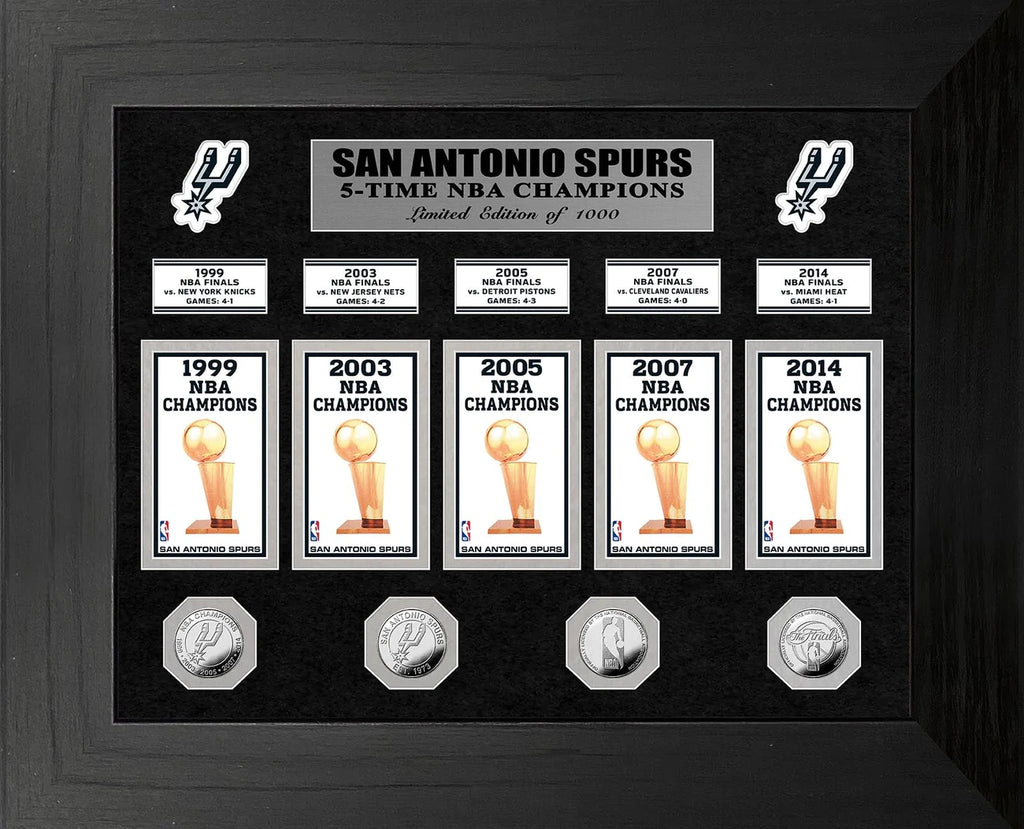San Antonio Spurs NBA Champions Gold Game Coin And Ticket Collection Collage
