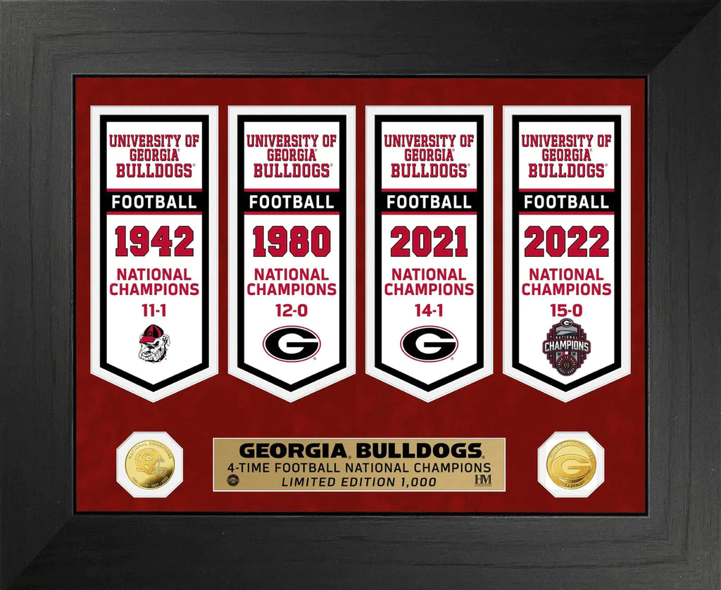 Georgia Bulldogs NCAA Football National Championship Banner / Gold Coin Framed Collage