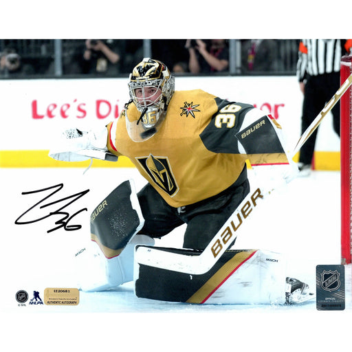 Logan Thompson Autographed Vegas Golden Knights 8x10 Photo IGM COA Signed Gold