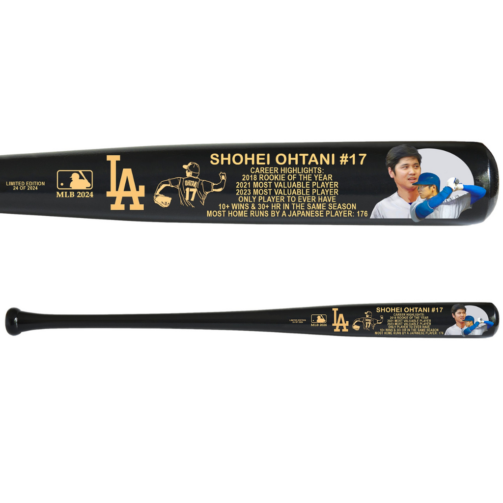 Shohei Ohtani Career Highlights Los Angeles Dodgers Black Maple  Bat - Unsigned