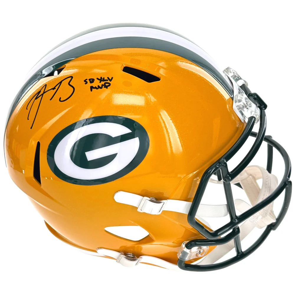 Aaron Rodgers Green Bay Packers Fanatics Authentic Autographed Riddell Replica Helmet with XLV MVP Inscription