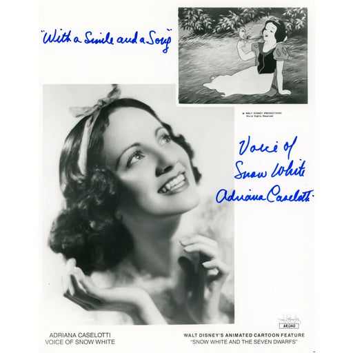 Adriana Caselotti Autographed 8x10 Photo Snow White Disney JSA COA Signed