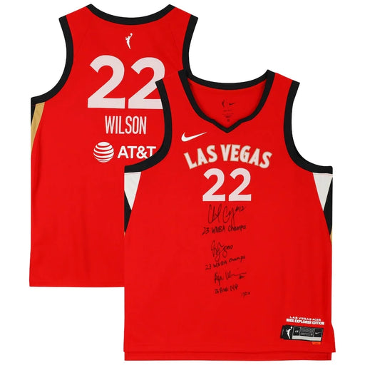 Aja Wilson / Chelsea Gray / Jackie Signed 2023 Las Vegas Aces Jersey WNBA COA