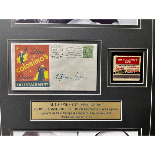 Al Capone Authentic Colosimo’s Cafe Matchbook & Facs Signature Framed Mafia