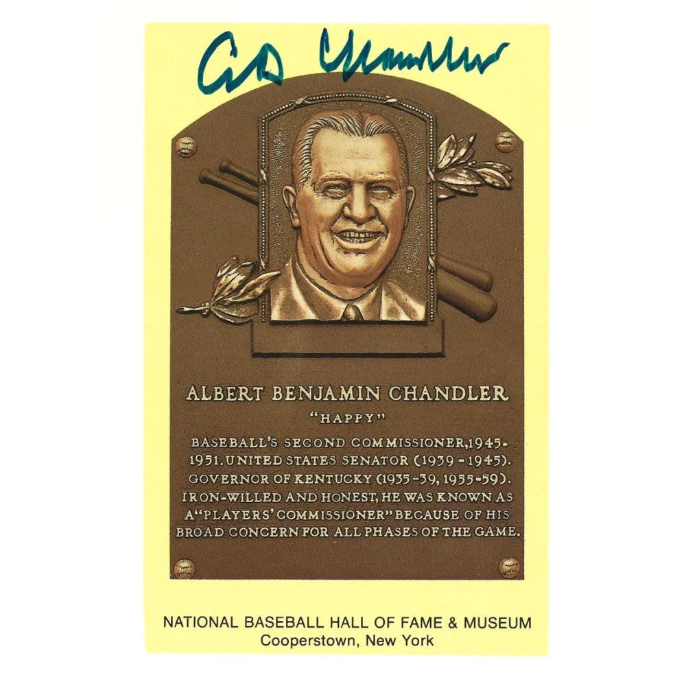 Al Happy Chandler Signed HOF Plaque Postcard JSA COA Commissioner Autograph