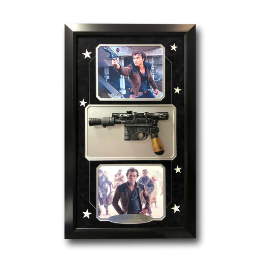 Alden Ehrenreich Star Wars Signed Blaster Gun Framed Han Solo Auto COA ASI