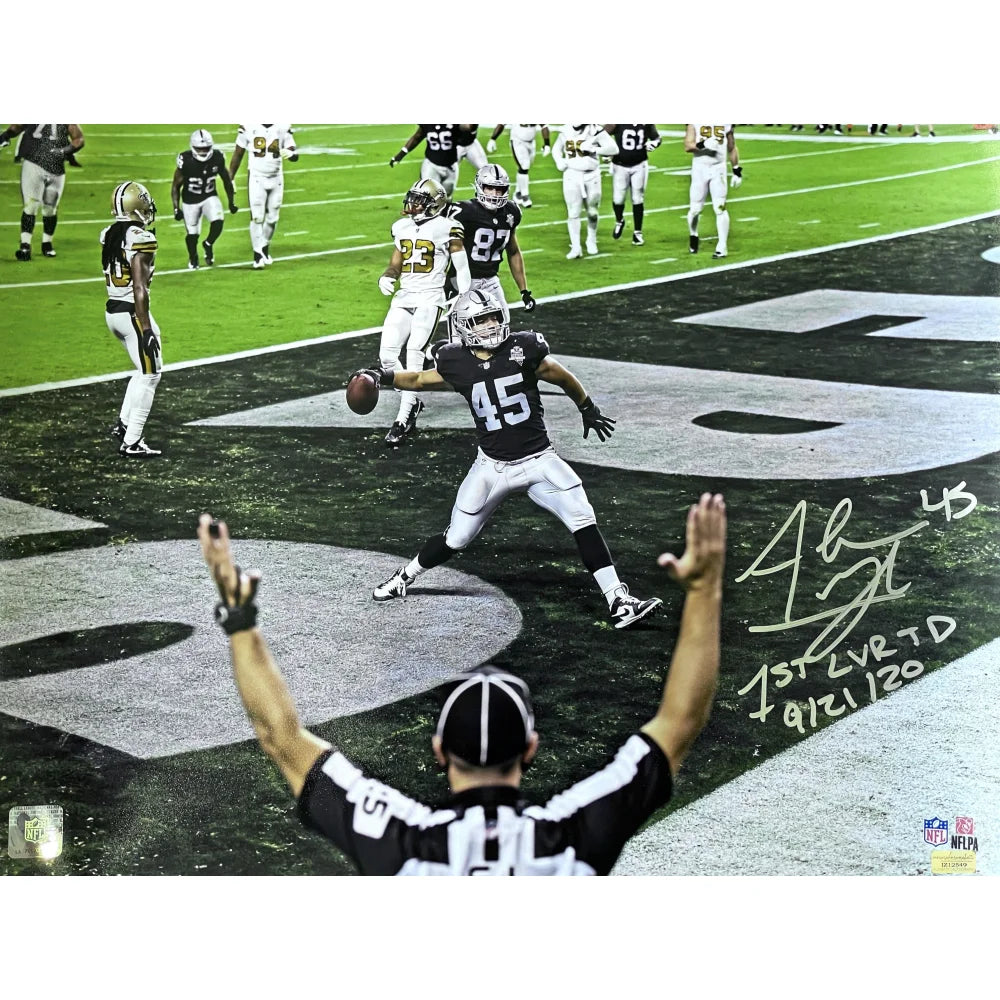 Alec Ingold Autographed Las Vegas Raiders 16x20 Photo Inscribed ’1st LV Touchdown 9/21/20’ COA Inscriptagraphs