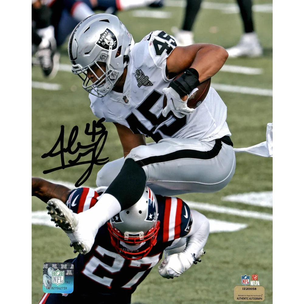 Alec Ingold Autographed Las Vegas Raiders 8x10 Photo COA Signed Oakland vs. NE Leap