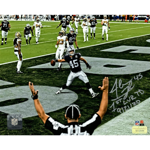 Alec Ingold Autographed Las Vegas Raiders 8x10 Photo Inscribed ’1st LV Touchdown 9/21/20’’ COA Inscriptagraphs